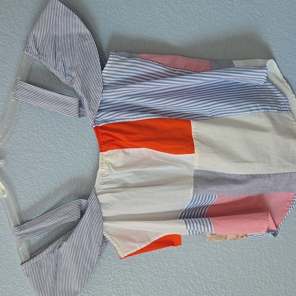 MAEVE ANTHROPOLOGIE Medley Patchwork Cold Shoulder Top Size 10 Cottagecore - Picture 8 of 13